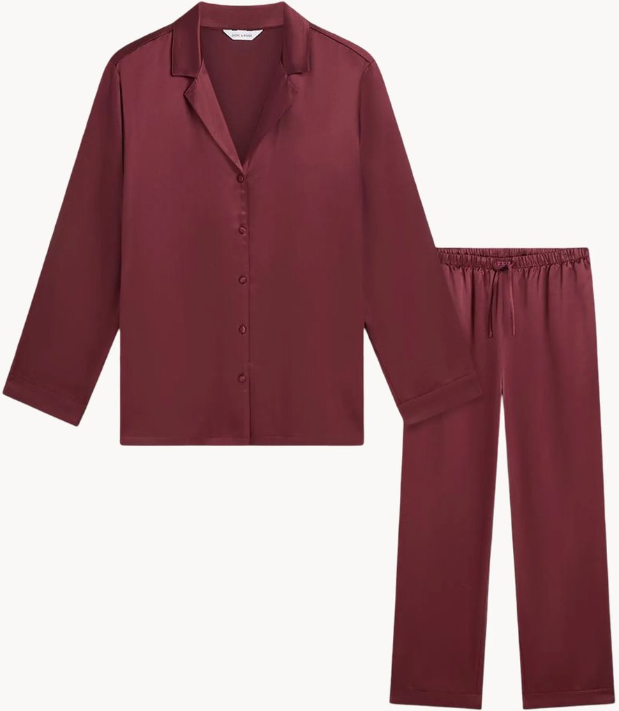 Dámske hodvábne pyžamo Burgundy