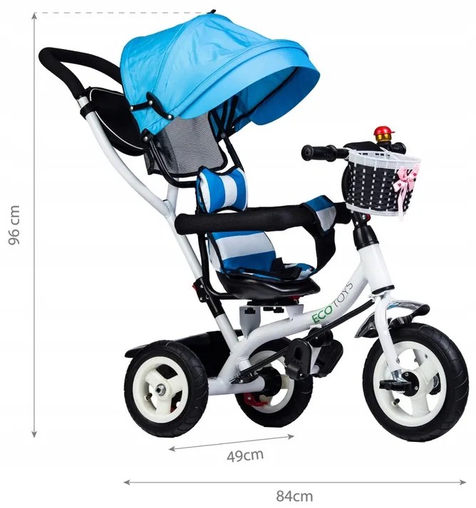 Eco Toys Trojkolka modrá s otačaním sedadla