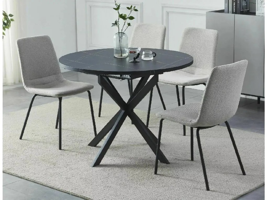 Rozkladací jedálenský stôl GASTON 100(135)X100 cm, čierny mramorový dekor