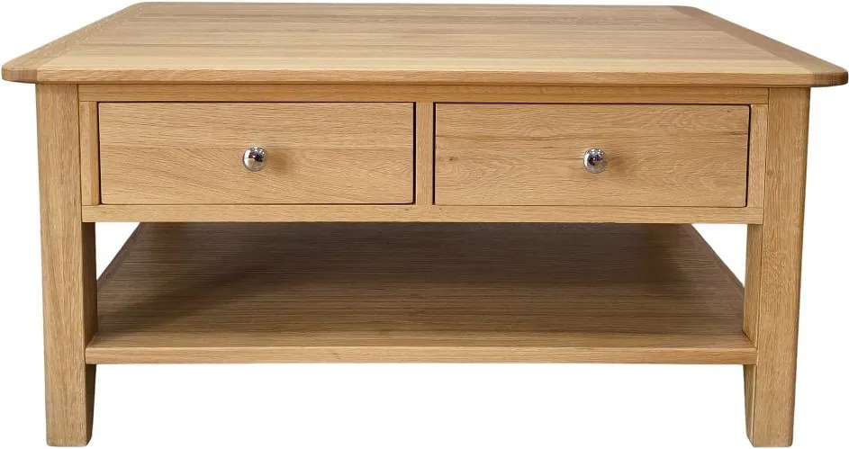 Moderný konferenčný stolík s 2 zásuvkami a poličkou, 100x60x45 cm