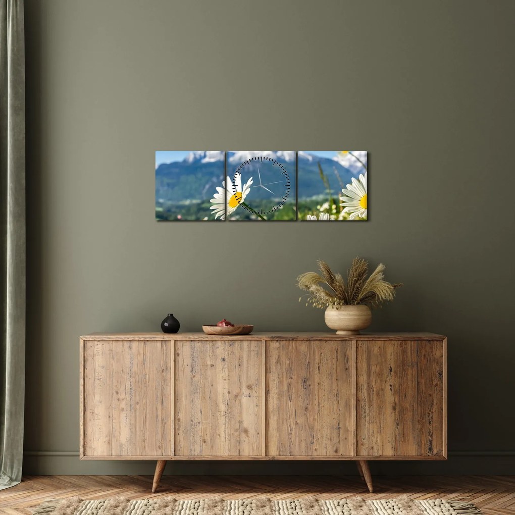 Obraz - Jar v Alpách (s hodinami) (90x30 cm)