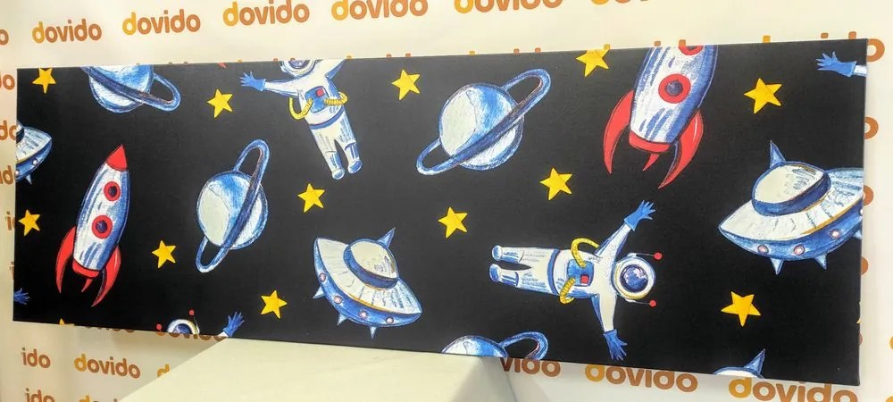 Obraz kreslený vesmír - 120x40