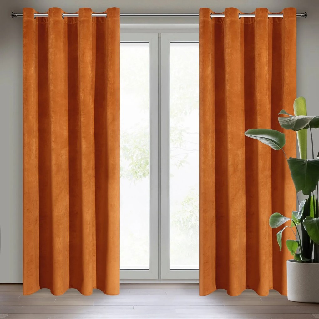 ZATEMŇOVACÍ ZÁVES NA KRÚŽKOCH RIA 140X250 CM ORANŽOVÁ