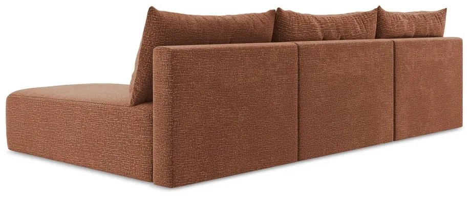 Rozkladacia/s úložným priestorom rohová pohovka v tehlovej farbe Kalena – Makamii