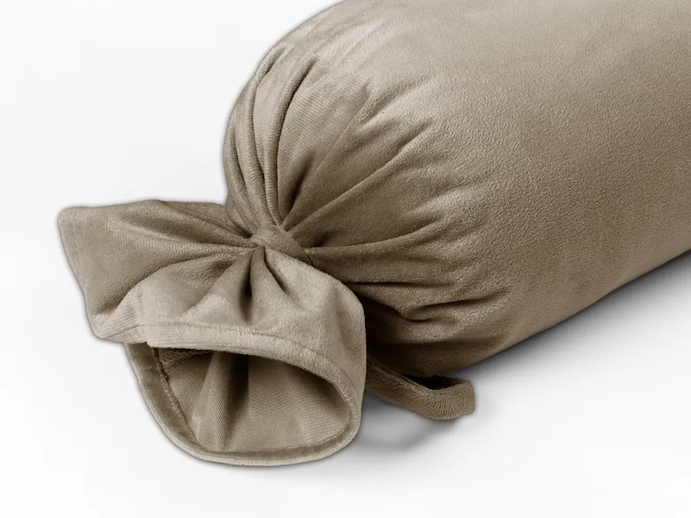 Biante Zamatový vankúš valec bonbon Velvet Prémium SVP-030 Sivobéžový 15x60 cm