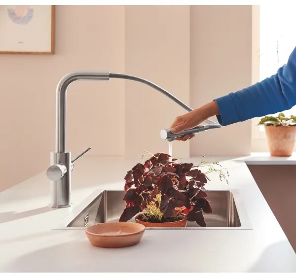 GROHE 30601DC0 - Drezová batéria BLUE PURE s vysúvacou sprchou, nerez