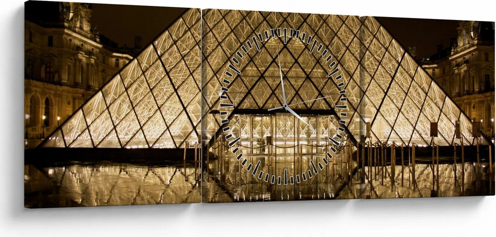 Obraz Louvre (s hodinami) (90x30 cm)