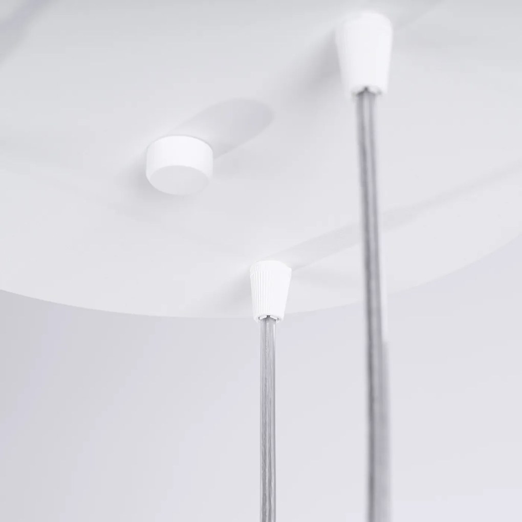 Závesné svietidlo Lami, 3x biele kovové tienidlo, o