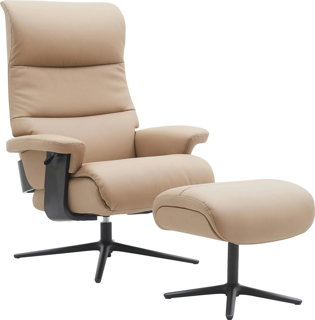 XXXLutz RELAXAČNÉ KRESLO S PODNOŽKOU, kov, textil, koža, čierna, taupe Xora - Kreslá - 000788007301