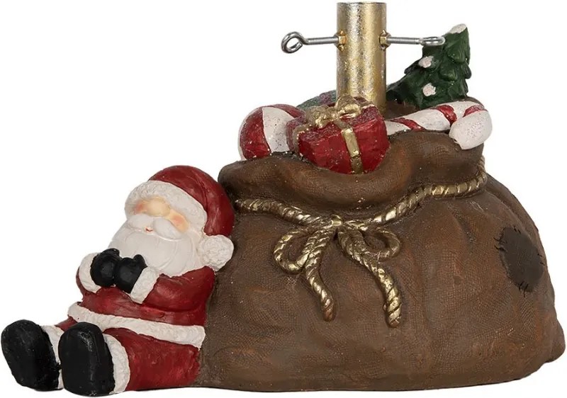 Hnedý stojan na stromček v tvare vreca a so Santom Christmas - 46*31*30 cm