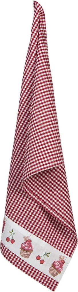 Kockovaná bavlnená utierka Cherry Cupcake - 50 * 70 cm