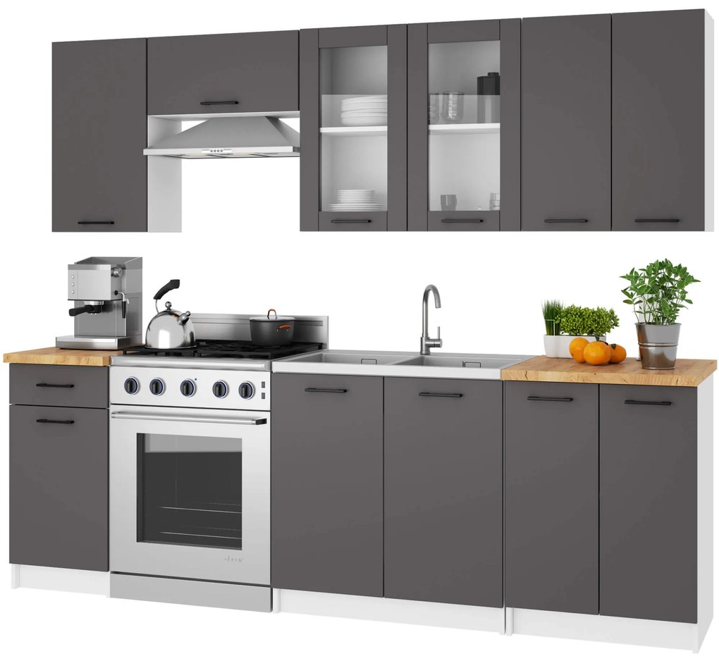 Závesná kuchynská skrinka OLIVIE W 80x72 cm matná biela/matná grafitovo šedá