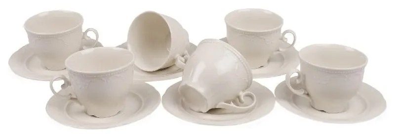 Sada 6 porcelánových hrnčekov s tanierikom Kutahya Elegance, 150 ml
