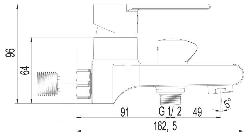 Mereo Mereo, Vaňová nástenná batéria, Dita, 150 mm, bez príslušenstva, chróm, MER-CBE90104D