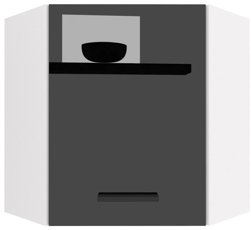 Kuchynská skrinka Belini horná rohová 60 cm čierny lesk INF SGN60/2/WT/B/0/B1