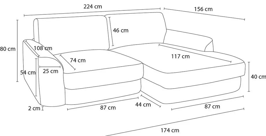 Čierna ženilková rohová pohovka (ľavý roh/s leňoškou) Leonore – Bobochic Paris