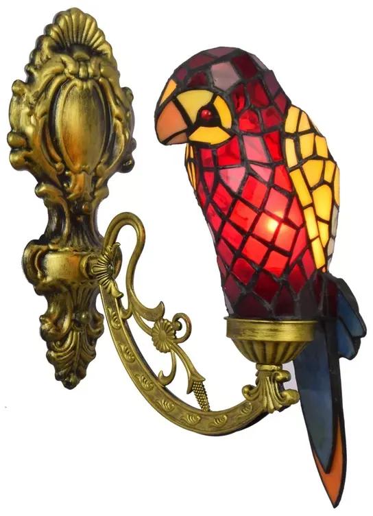 Tiffany nástenná lampa Parrot 131 HuizhouOufuLighting v34xš9,5xh25,sklo/kov,40W