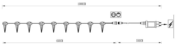 Eglo 98184 - LED Vonkajšia dekoračná reťaz SPINETOLI 9xLED 10m IP65 teplá biela