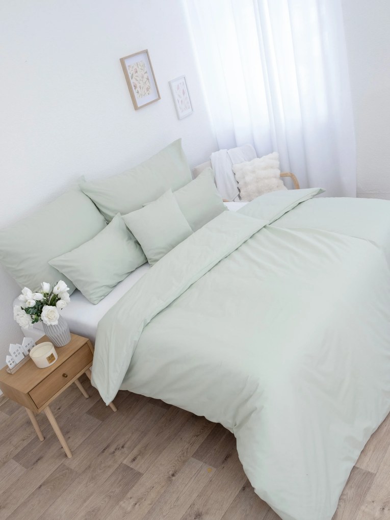 Francúzske bavlnené obliečky Renforcé - Jasmine šalviová