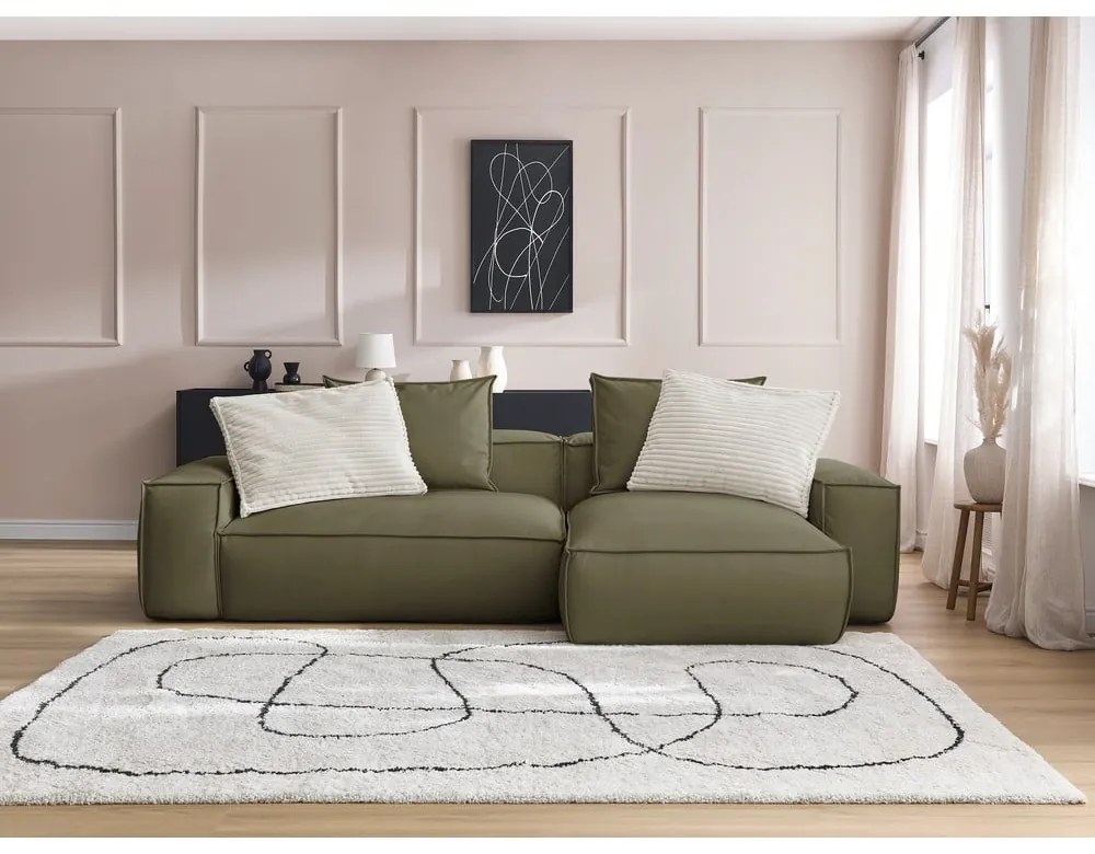 Zelená rohová pohovka z imitácie kože Boheme – Bobochic Paris