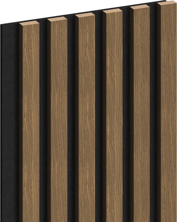 Mexen Lam-F, akustické stenové lamely 275 × 30 cm, plstený podklad 8 mm, technická dyha, orech prírodný, S105-275307-3015-016