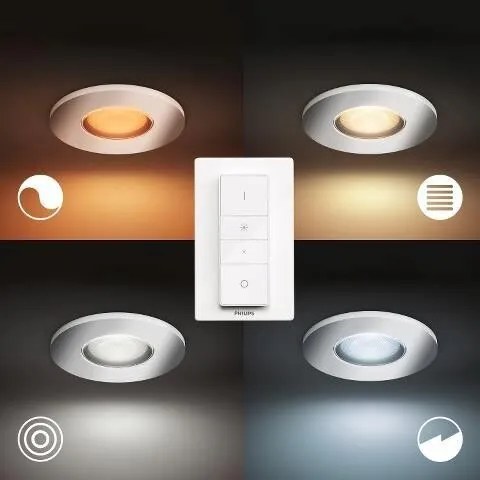 PHILIPS HUE Zápustné kúpeľňové LED chytré svietidlo HUE ADORE, 3xGU10, 5W, teplá biela-studená biela, chrómované