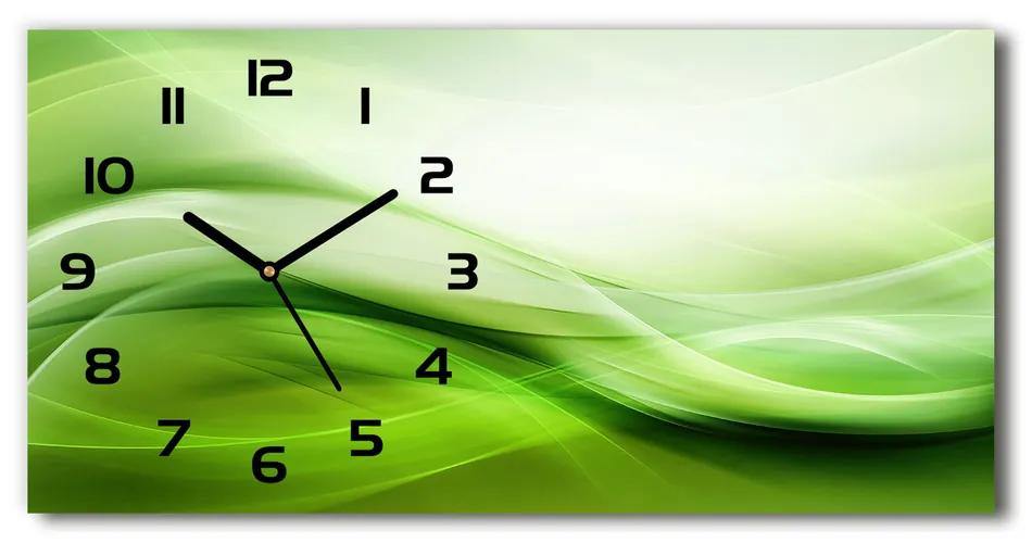 Vodorovné Sklenené hodiny na stenu Zelenej vlny pozadie pl_zsp_60x30_f_84906654