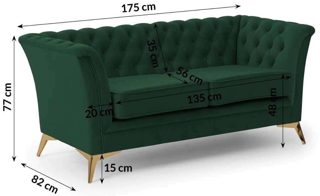 POHOVKA SARAH 2 MIESTNÁ CHESTERFIELD 175 cm