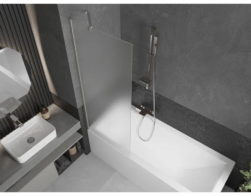 Mexen Next, 1-krídlová vaňová zástena 70 x 150 cm, 6mm sklo námraza, oceľová, 895-070-000-00-30-97