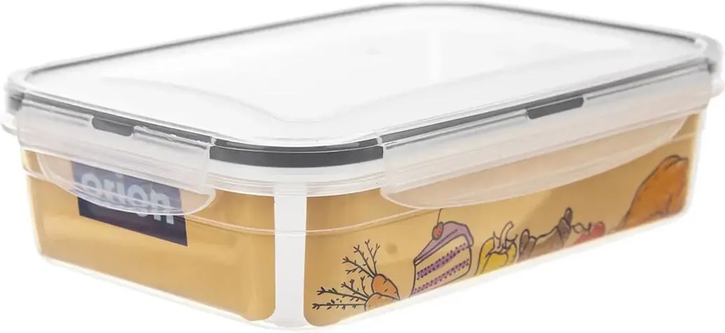 ORION Krabička na jedlo tesniaca so 4 klipmi, 3 sekcie, 1 L, 21x15x6cm