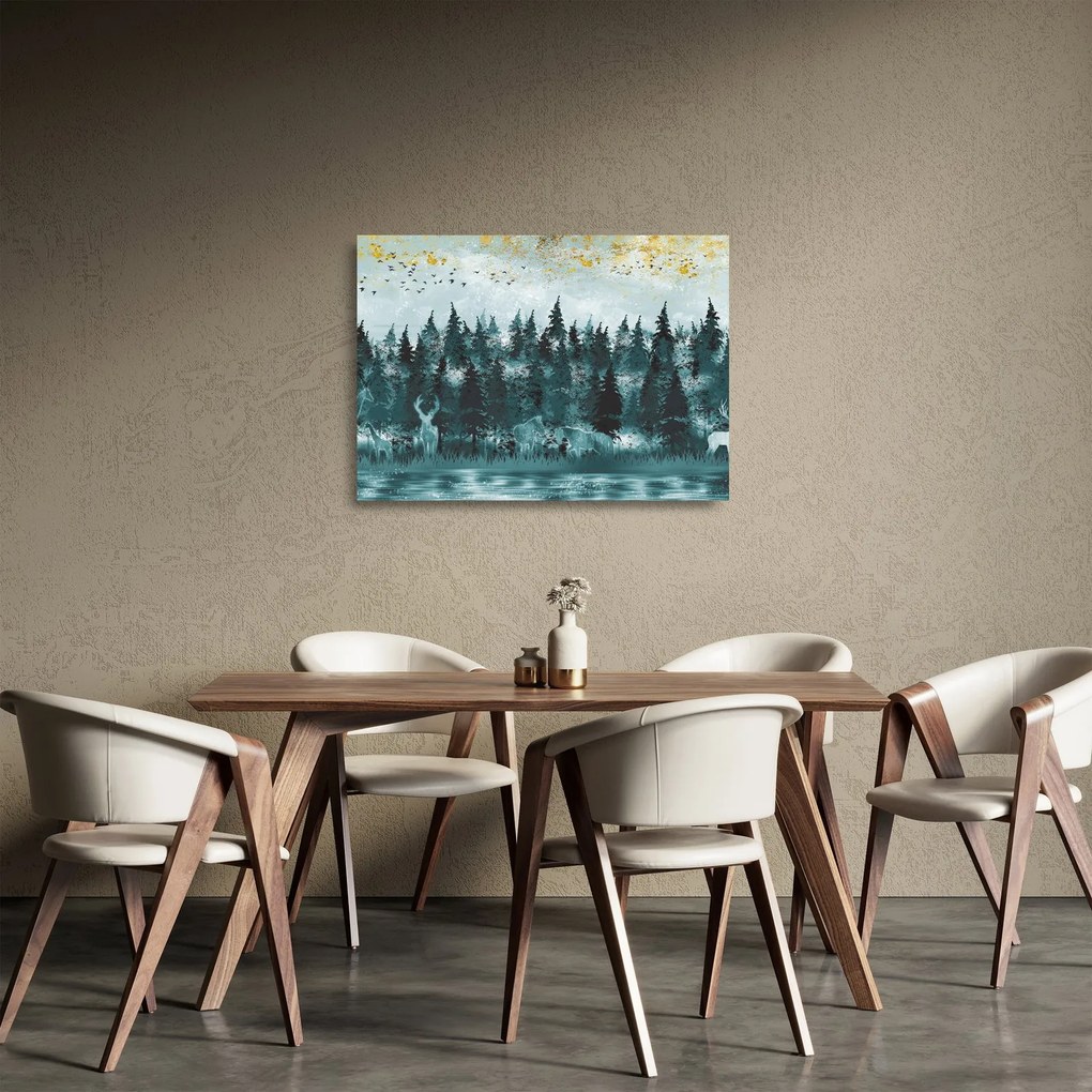 Sklenený obraz - Zvieratá v lese (70x50 cm)