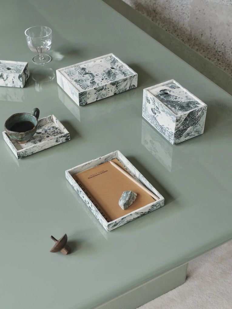 Ferm Living Úložný box Mist Emerald Off-white 15 × 20 cm