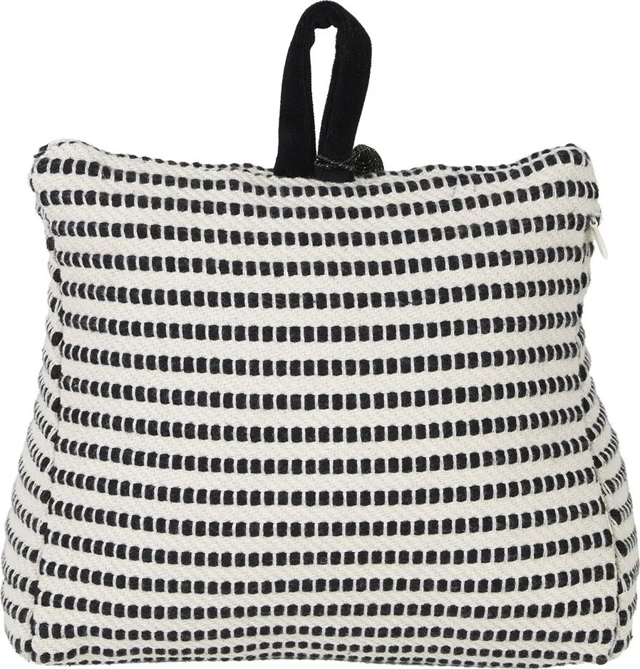 Krémovo-čierna bavlnená dverná zarážka Stripe - 10*21*17cm