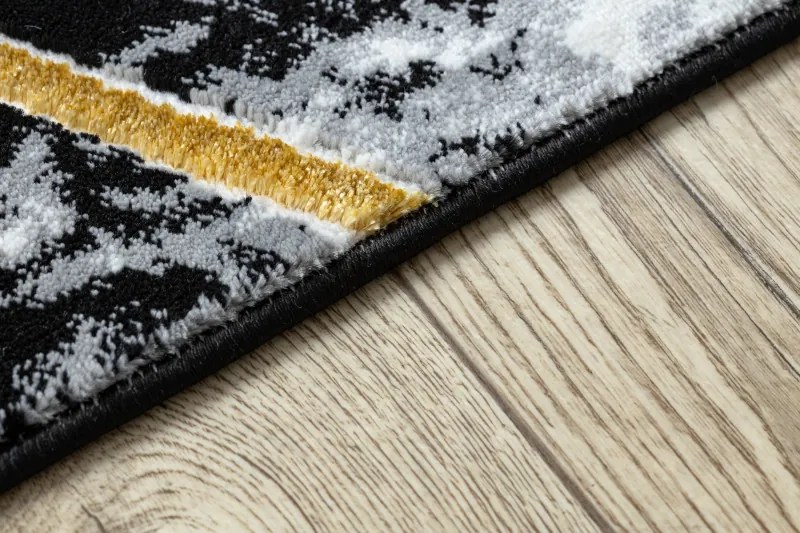 Dywany Łuszczów, Kusový koberec Gloss 409A 82 3D cubes black/gold/grey, 240x330, čiernobiela, kancelária