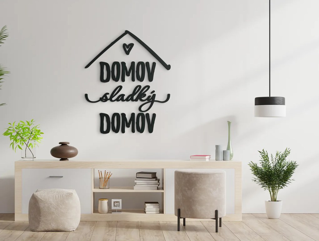 drevko Nápis Domov sladký domov Rozmer obrazu: 41 x 34 cm, Farba dekorácie: Čierna