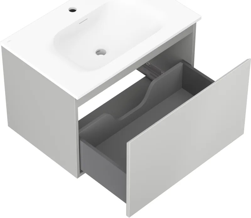 Mexen Orio, kúpeľňová skrinka 70 cm s umývadlom Vela, 1 zásuvka, šedá matná/biela matná, 91A10-07047-1-BF62-W23M01