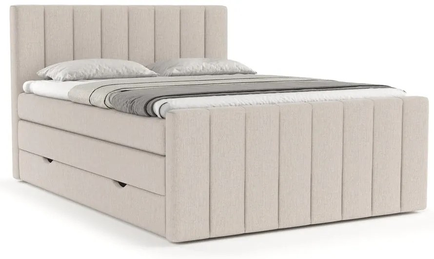 Béžová boxspring posteľ s úložným priestorom 180x200 cm Ruby – Maison de Rêve