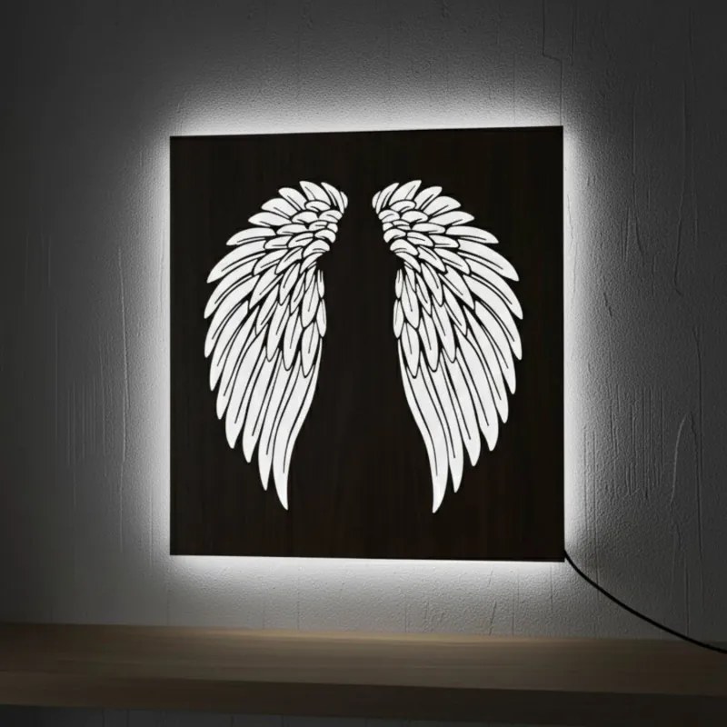LED drevený obraz – Anjelske krídla | Podsvietená nástenná dekorácia od | SENTOP LED0501