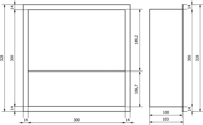 Mexen X-Wall-R, polica na zapustenie s prírubou  30 x 30 cm, medená matná - 19C0303010S