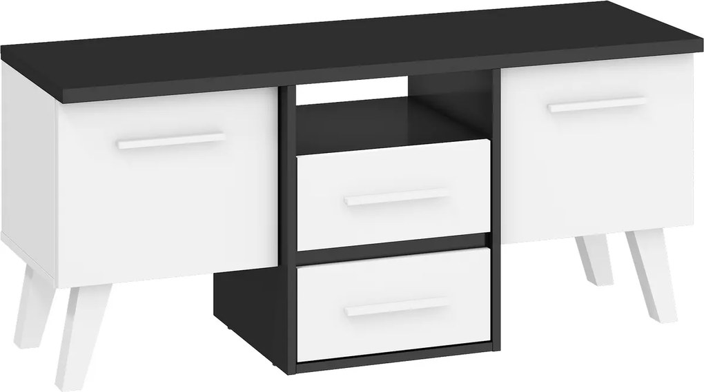MEBLOCROSS Nordis NOR-14 tv stolík čierna / biela