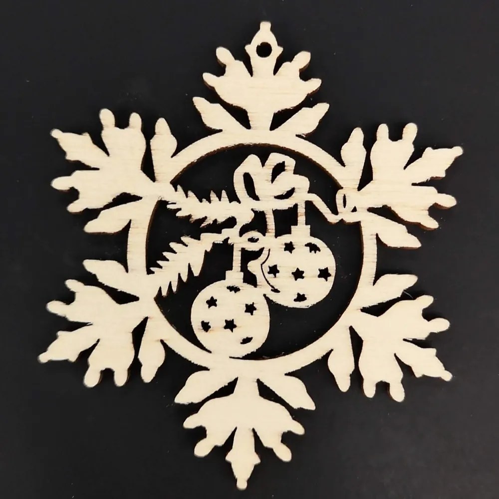 AMADEA Drevená ozdoba vločka s guľami 6 cm