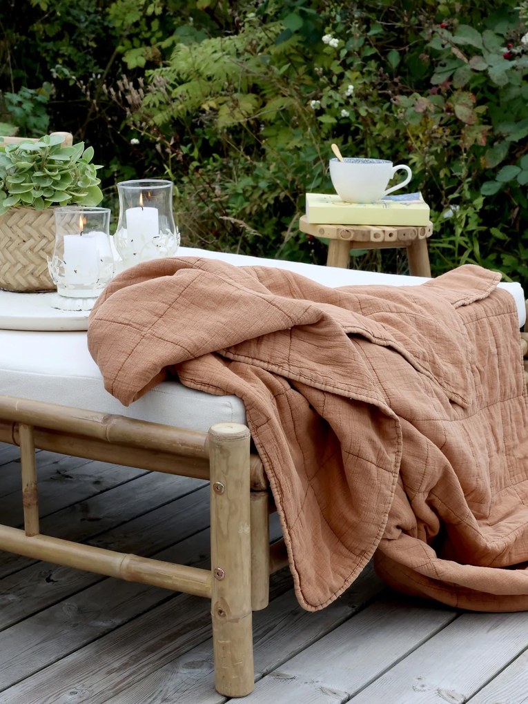 Karamelový bavlnený prehoz s opraným vzhľadom Quilt Vintage - 130*180 cm