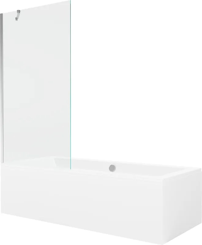 Mexen Cube obdĺžniková vaňa 170 x 80 cm s obkladom a 1-krídlovou sprchovou zástenou 90 cm, Transparentné, Chrómová - 550517080X9