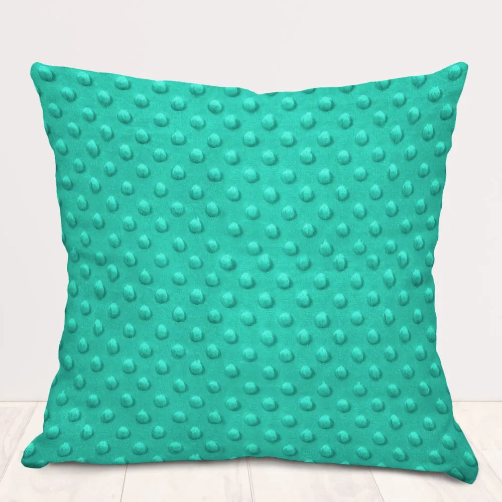 Biante Detská obliečka na vankúš Minky 3D bodky MKP-047 Tyrkysovo zelená 30 x 50 cm