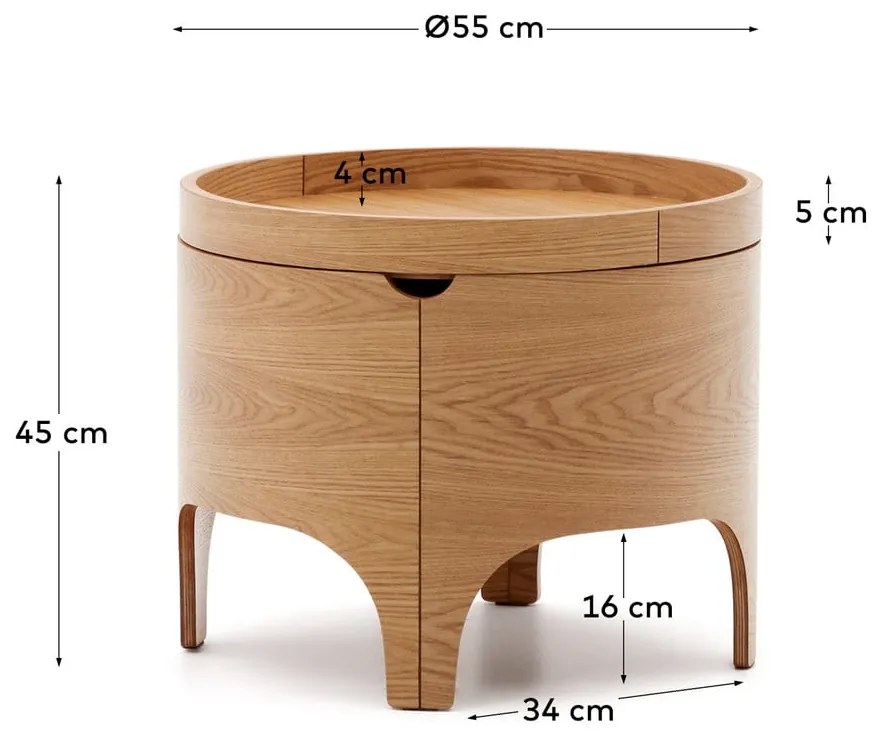 Nočný stolík v dekore jaseňa v prírodnej farbe Octavia – Kave Home