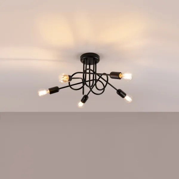 Sollux SL.1435 - Prisadený luster LOOP 5xE27/15W/230V čierna