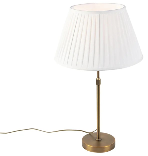 Stolná lampa bronzová s vrásneným tienidlom bielym 35 cm - Parte