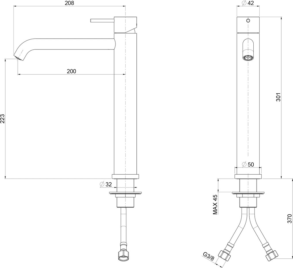 Sapho Sapho, ULTRAMIX stojanková umývadlová batéria, čierná mat/chróm, UT007BC