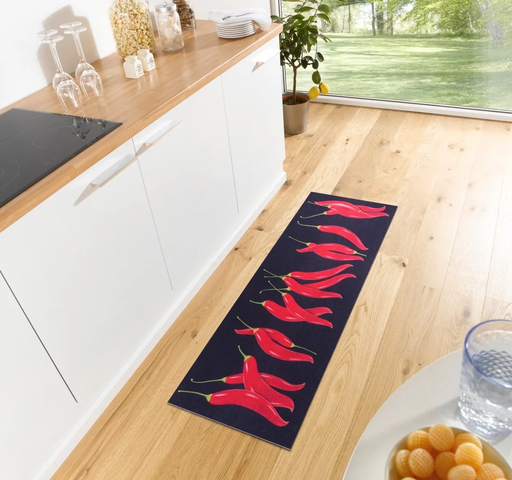 Hanse Home, Koberec behúň Cook & Clean 105727 Black Red, 50x150, červená, kuchyňa
