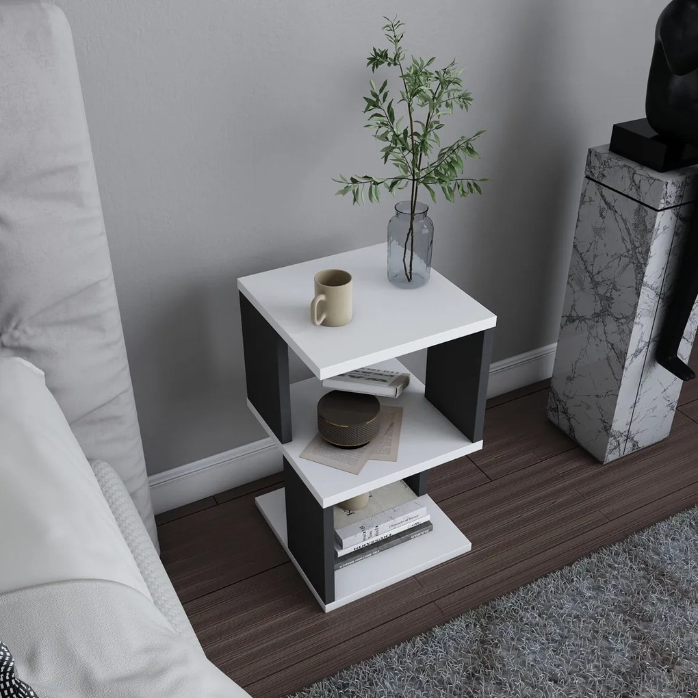 Nočný stolík Carter White Anthracite